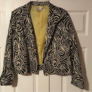 Chico's Black and Yellow Swirl Pattern Jacket